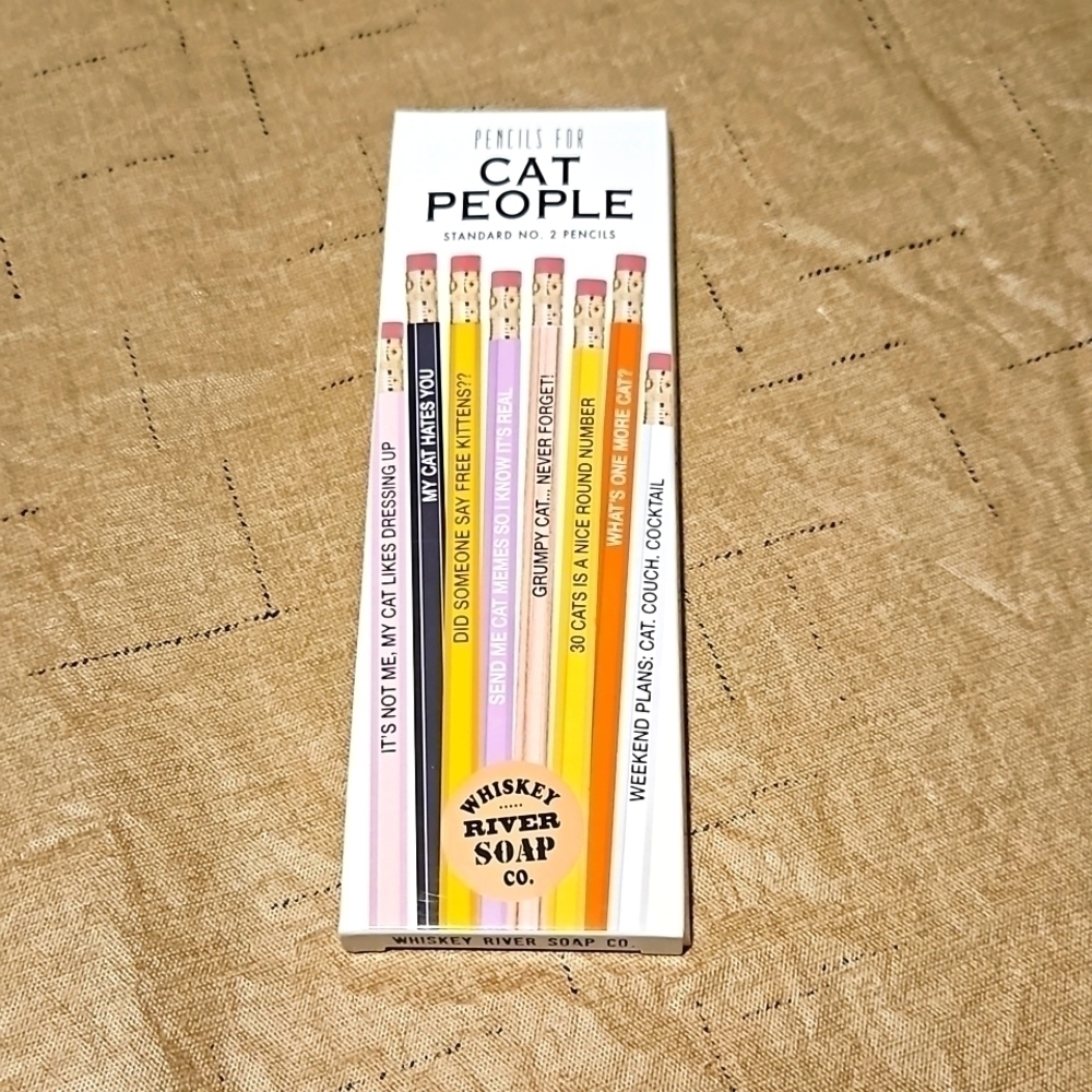 Whiskey River Soap Co Pencils Set of 8 Cat People NWT